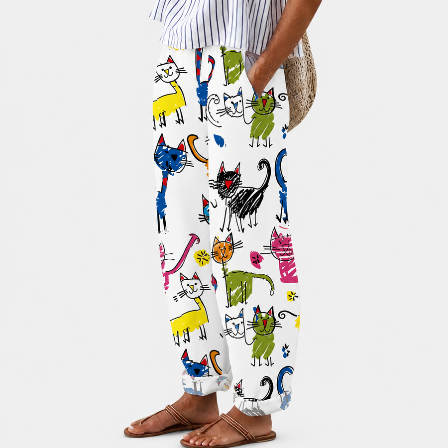 Pantalones Cómodos Gatos Felices