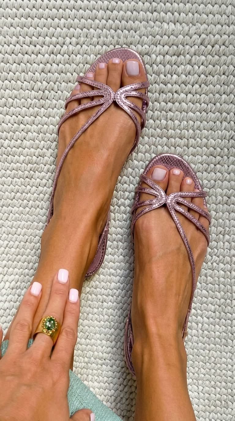 Deila - Sandalias de Tiras Metalizadas para Verano