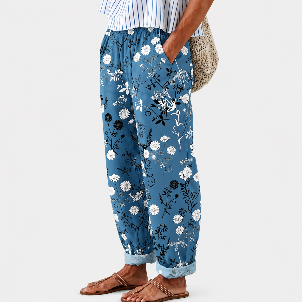 Pantalones Relax Azules Florales