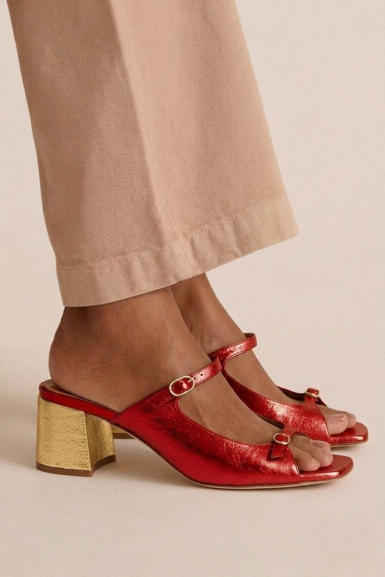 Sonsoles - Tacones Gruesos con Tira Trasera y Puntera en Bloques para Verano