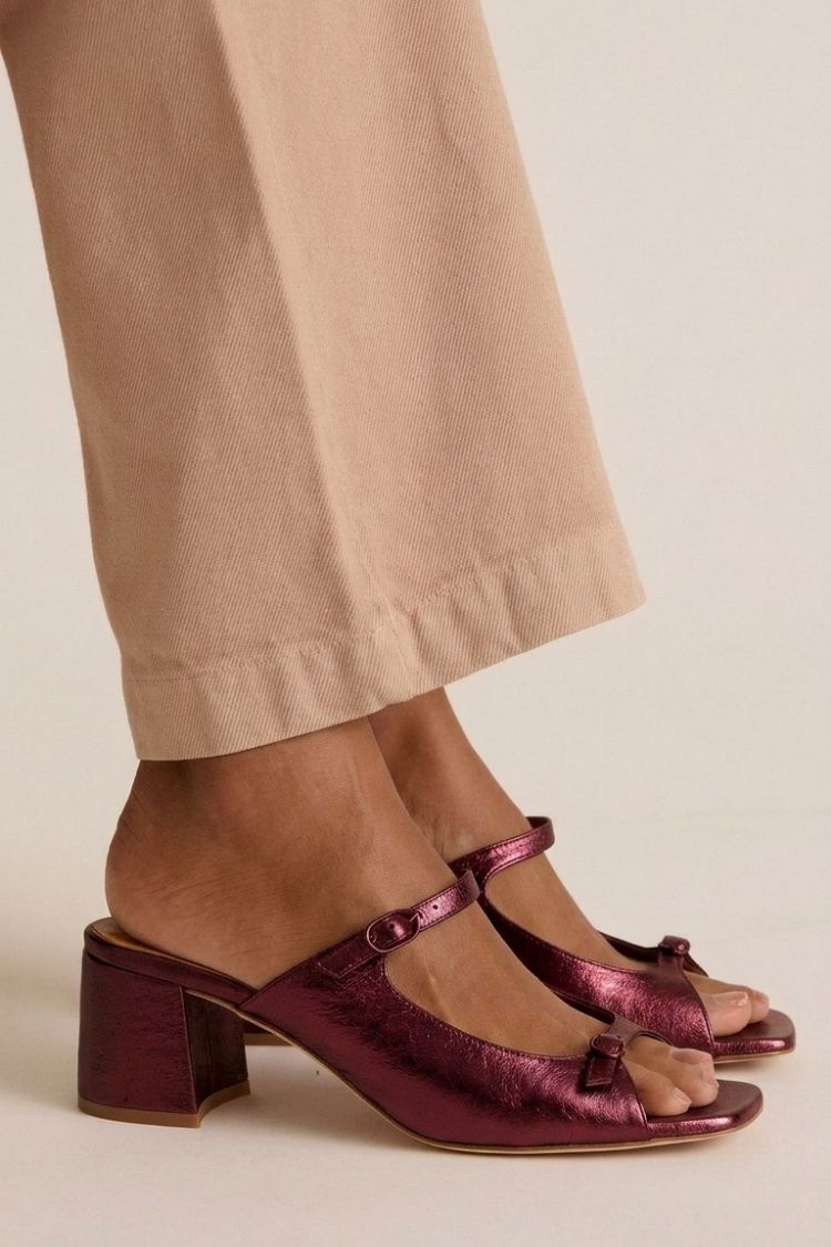 Sonsoles - Tacones Gruesos con Tira Trasera y Puntera en Bloques para Verano