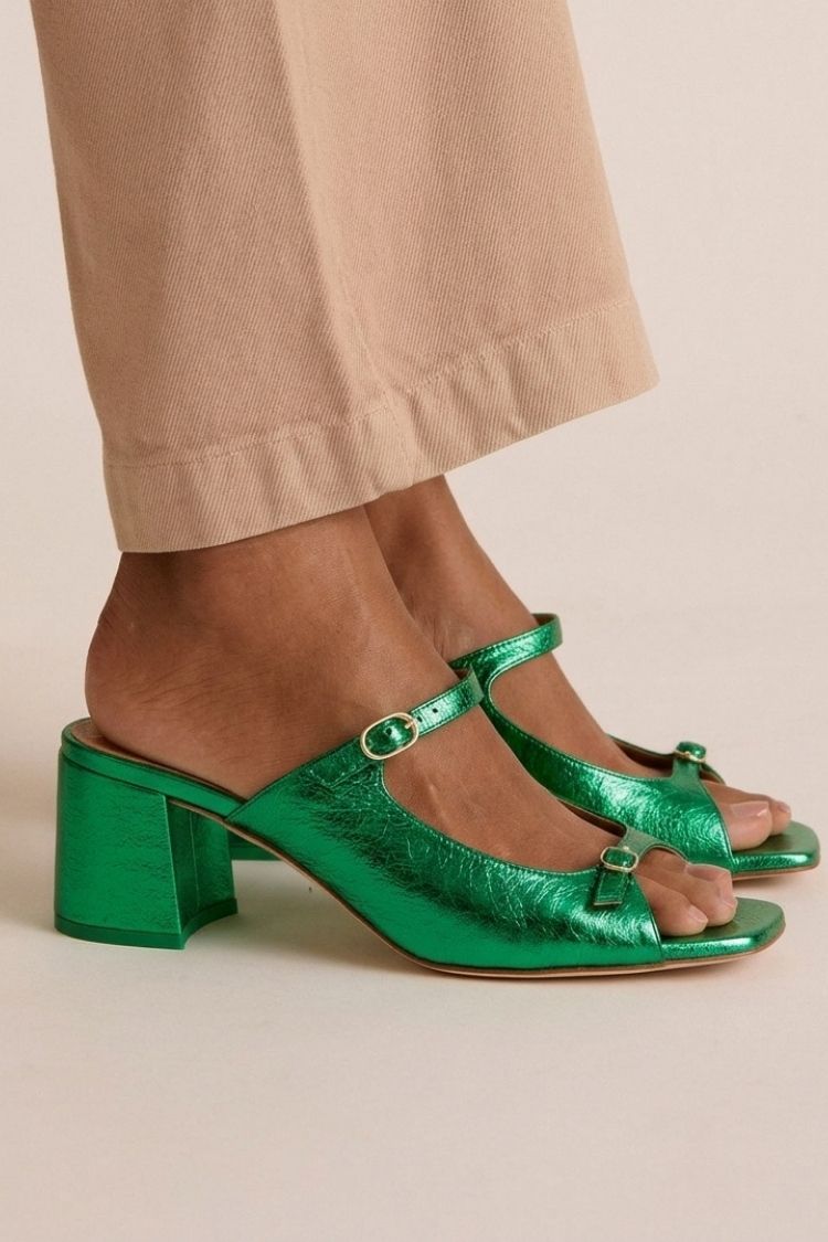 Sonsoles - Tacones Gruesos con Tira Trasera y Puntera en Bloques para Verano