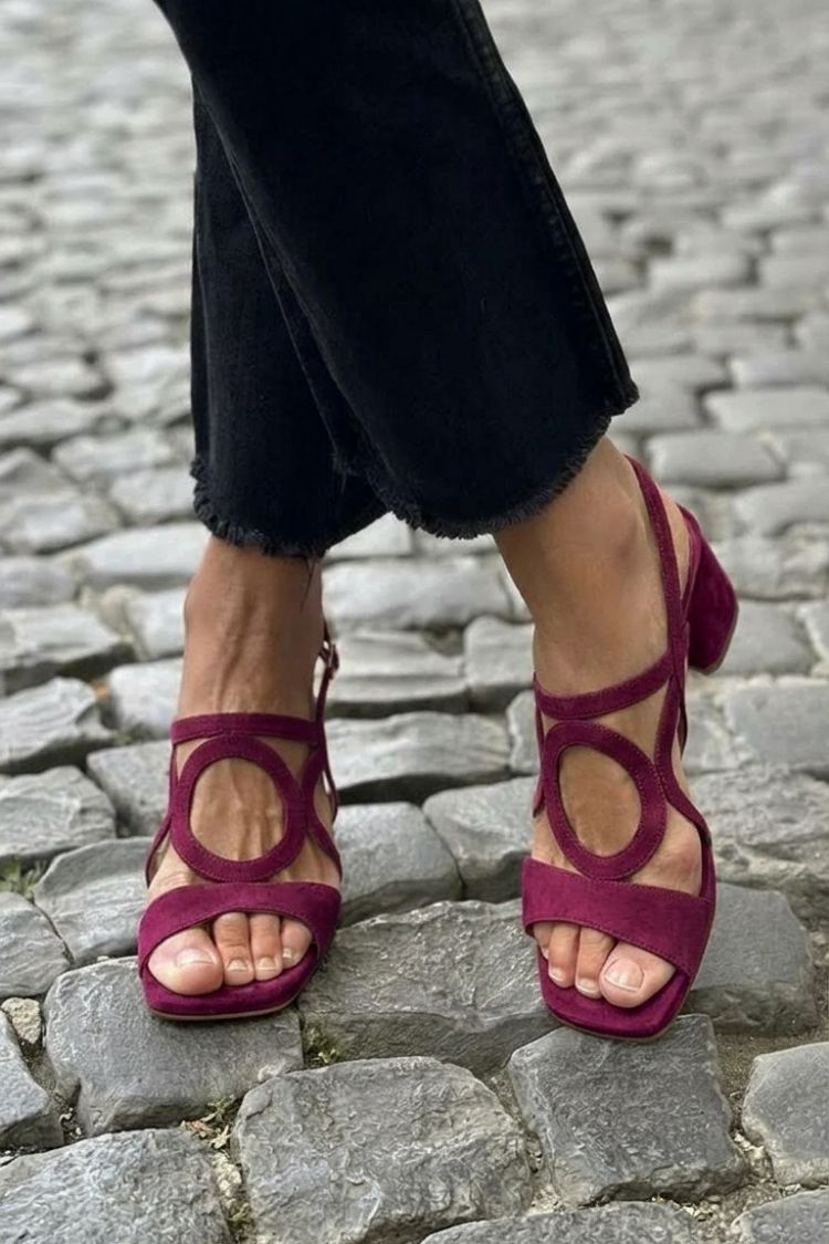 Caliope - Tacones con Punta Cuadrada y Corte Redondo para Verano