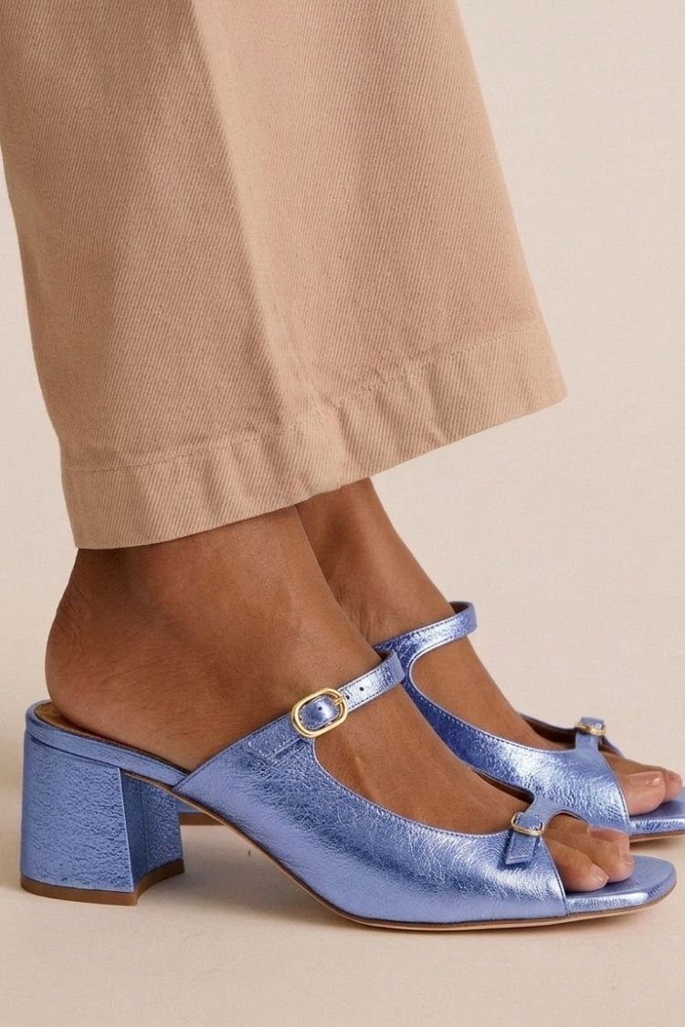 Sonsoles - Tacones Gruesos con Tira Trasera y Puntera en Bloques para Verano