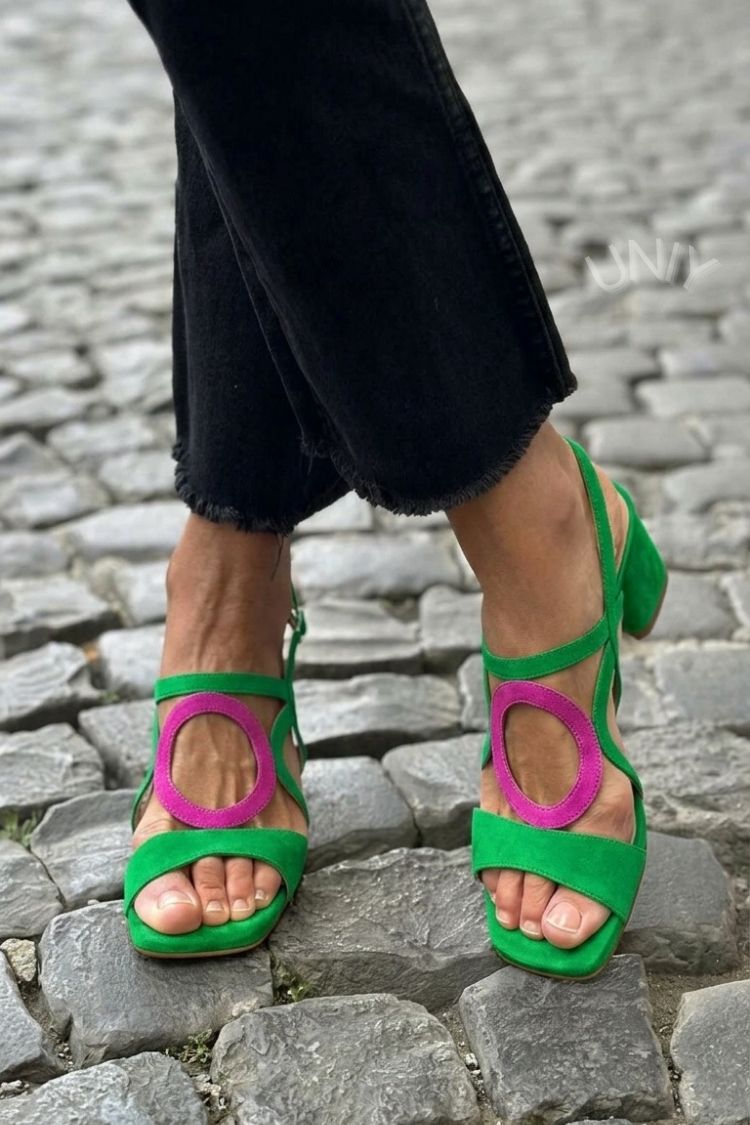 Caliope - Tacones con Punta Cuadrada y Corte Redondo para Verano