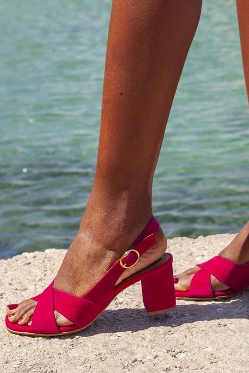 Anaís - Sandalias con tacón de bloque y  tira cruzada