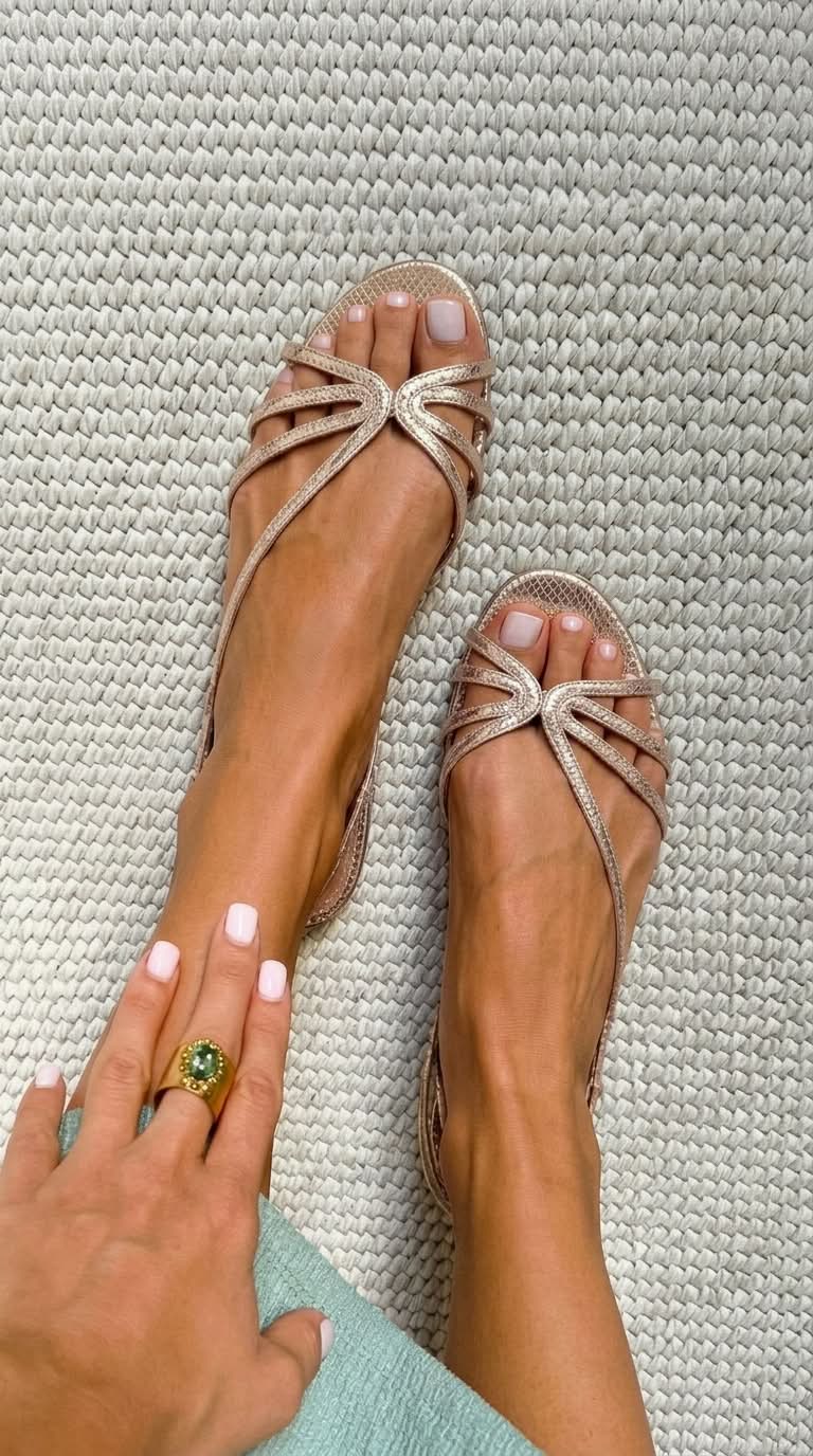 Deila - Sandalias de Tiras Metalizadas para Verano