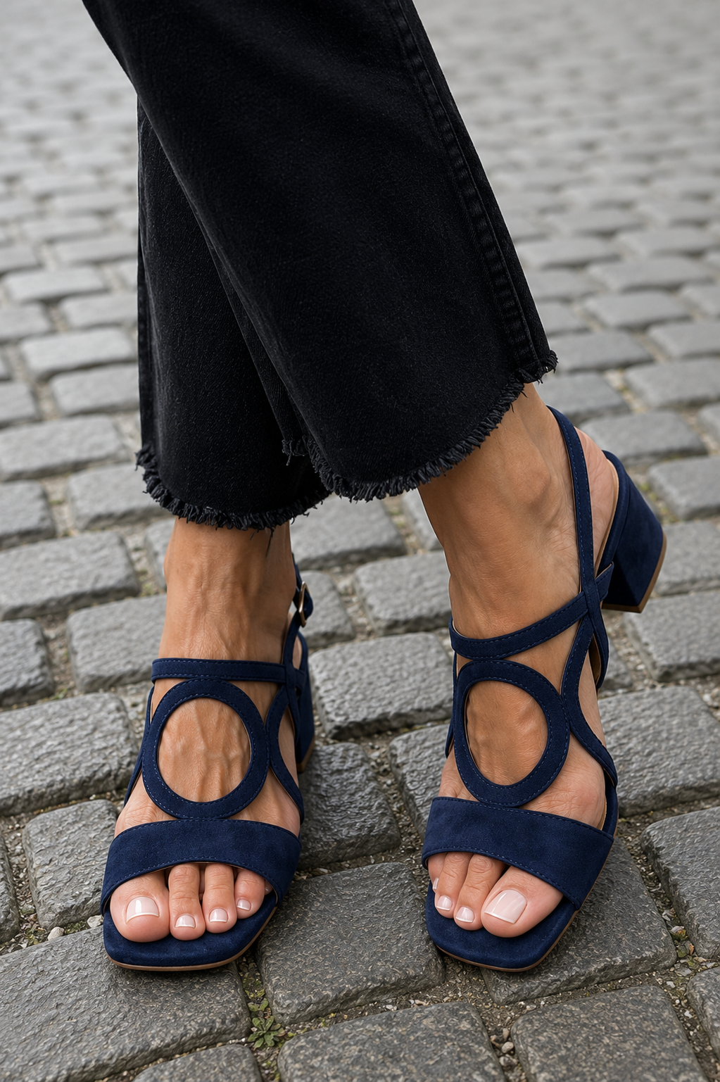 Caliope - Tacones con Punta Cuadrada y Corte Redondo para Verano