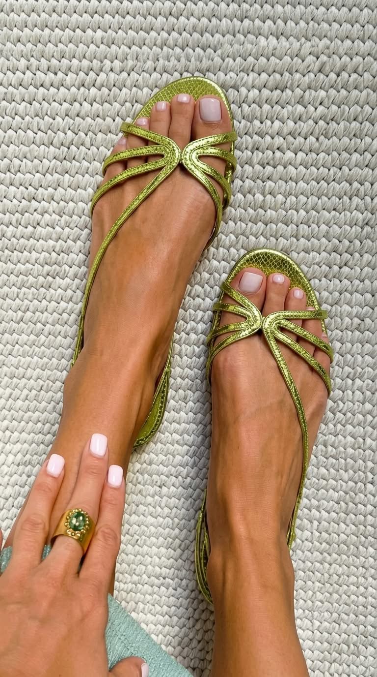 Deila - Sandalias de Tiras Metalizadas para Verano