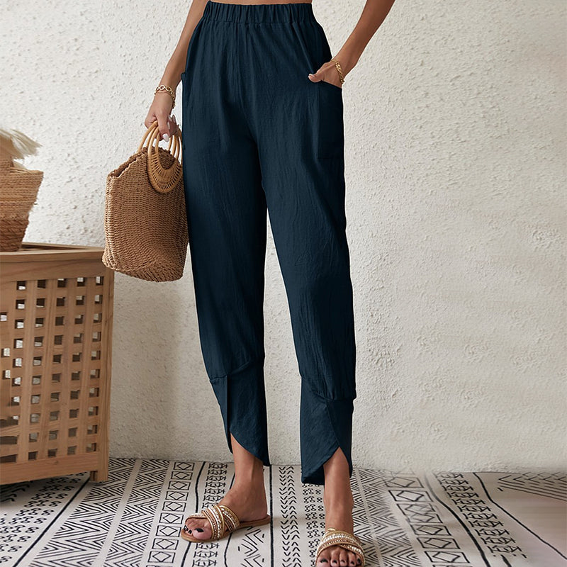 Essari - Pantalones con Dobladillo Deshilachado